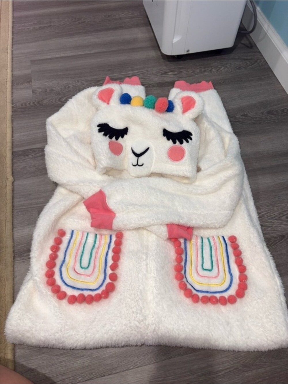 Cozy Cream Llama Hooded Onesie Plush Pajama Set
